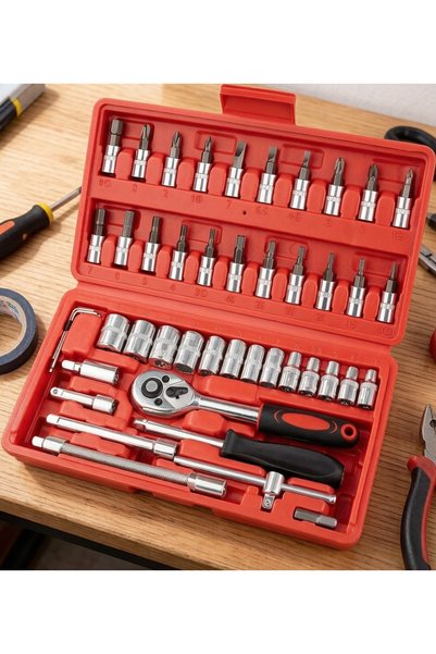 Charming Home 46PCS 1/4 Inch Drive Ratchet Socket Wrench Tool Kit, Metric Bit...