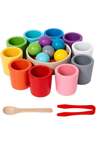 Picodino Educational game - colored balls and cups, 10 balls and cups, made o...