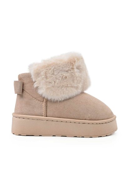 Tmall Γυναικείες μπότες, στυλ Ugg, από σουέτ, CD1056, μπεζ