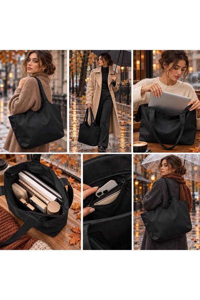 MOJO Women's Canvas Fabric Zippered Shoulder Bag Black