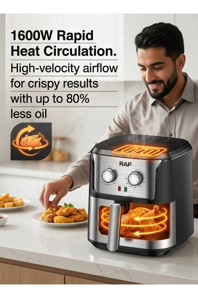 Generic Brand Air Fryer, 1600W Rapid Hot Air Circulation, Mechanical Knob Con...
