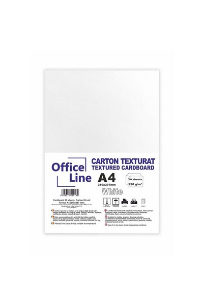 Officeline Carton A4 220gr texturat, culoare alb top 20 coli