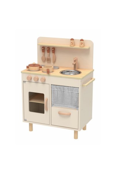 Tooky Toy Vintage Play Kitchen, Wood and MDF, Metal Sink, Accessories Include...