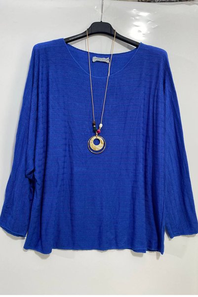 AYASOFYA OTANTIK Women's Italian Round Neck Plain Knitwear Blouse with Neckla...