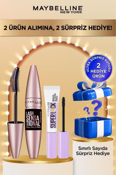 Maybelline New York Lash Sensational Intense Black Maskara + Super Lock Kaş S...