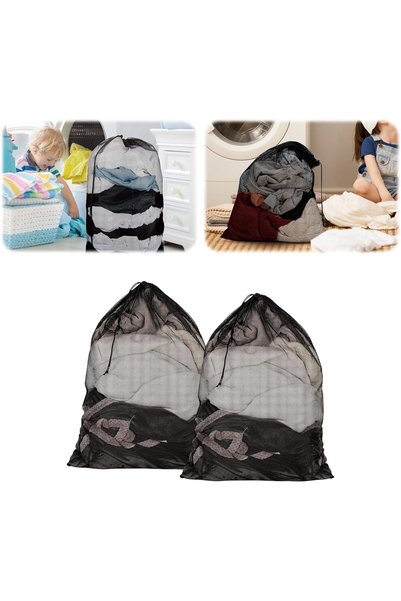 TERRIFI 2-Pack Heavy Duty Mesh Laundry Bags with Drawstring, Large 60x90cm Du...