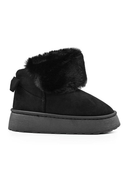 Tmall Γυναικείες μπότες, στυλ Ugg, από σουέτ, CD1056, Μαύρο