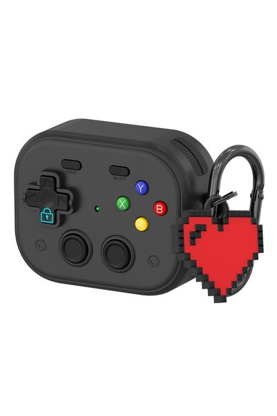 XGSM Husă pentru Apple Airpods Pro 3, Consolă Retro, cu Pandantiv Inimă - Negru