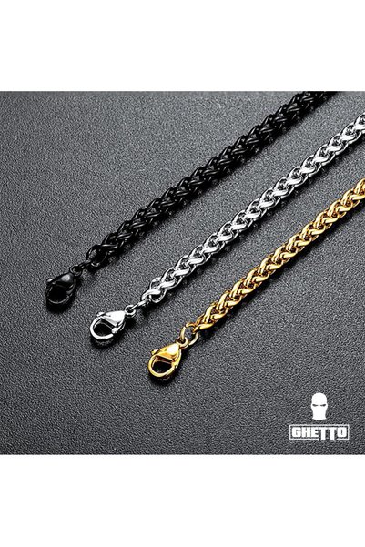 GHETTO Ανοξείδωτη Αλυσίδα Κολιέ 3mm Υψηλής Ποιότητας - Μαύρο