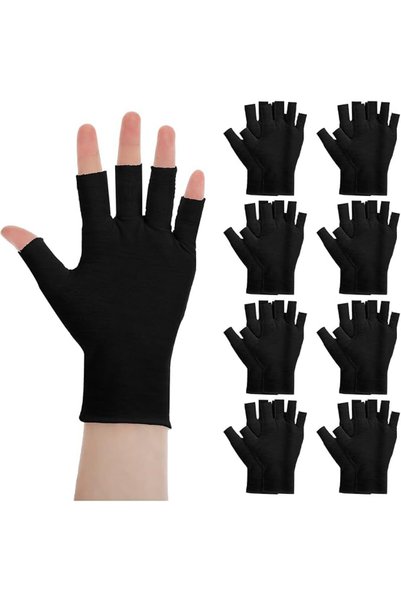 TERRIFI 8 Pairs Black Cotton Moisturizing Gloves, Fingerless Touchscreen Glov...