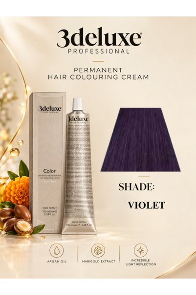3Deluxe Professional Hair Color Cream With Argan Oil & Marigold Extract Viole...