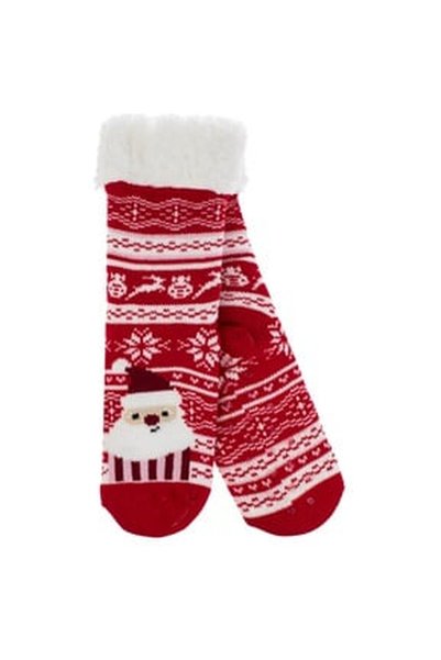 OEM Sosete de Craciun Rosii Albe cu Mode Jacquard & Blana Artificiala Alba An...