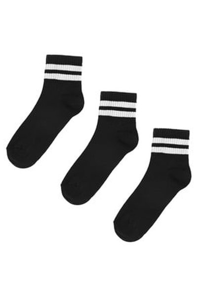 OEM Sosete Mid Cut Sport Negre cu Dunga Alba - 3 perechi