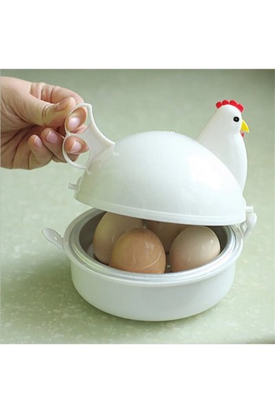 Choice L New Lovely Chicken Shaped Egg Boiler Steamer 4 Eggs 1Egg Microwave E...