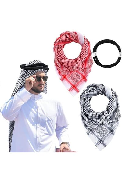 Yelajoy قطعتان من الكوفية العربية والشماغ، شماغ عربي، كوفية إسلامية، وشاح لتغ...