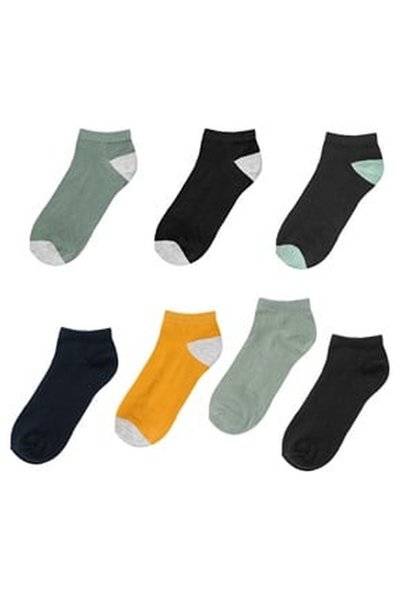 OEM Sosete Scurte Monocolore cu Calcaie Colorat pentru Baieti - 7 perechi