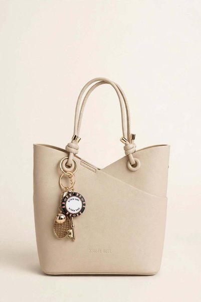 KRISTE BELL Women's Leather-Look Stylish Hand and Shoulder Bag with Gold Char...