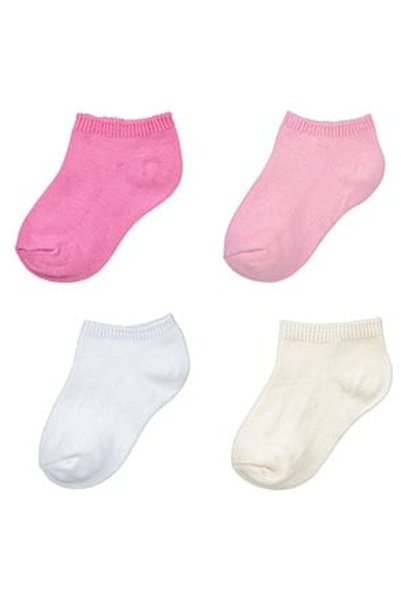 OEM Children's Short Socks Pink Fuchsia White Ecru - 4 pairs