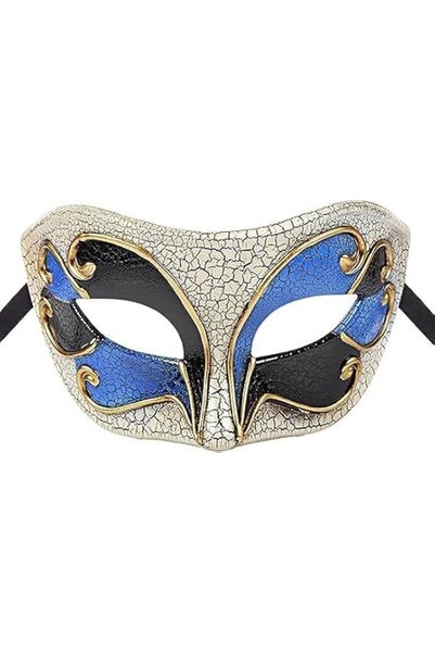 TERRIFI Venetian Masquerade Mask for Men, Vintage Crackle Lacquer Half Face P...