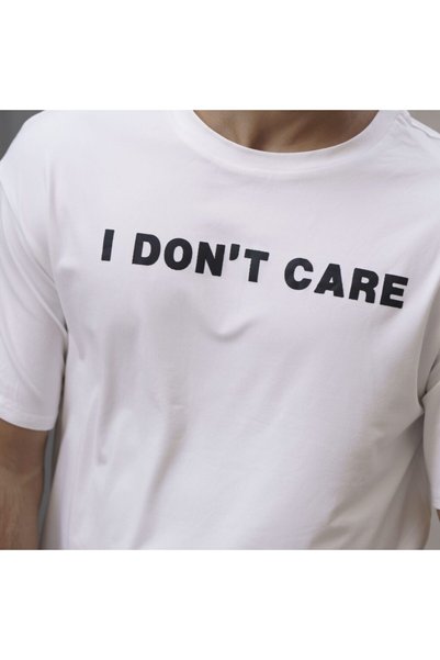 GHETTO Λευκό μπλουζάκι Don't Care Hip Hop Streetwear - Πολύ μεγάλο