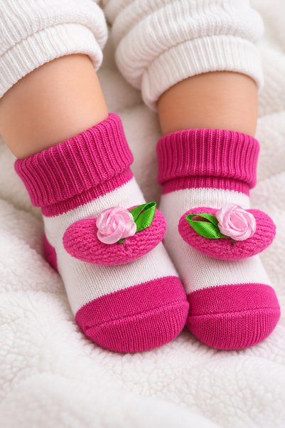 Babyhola 0-6 Ay Figürlü Pamuklu 3'Lü Kız Erkek Bebek Çorap Seti 396
