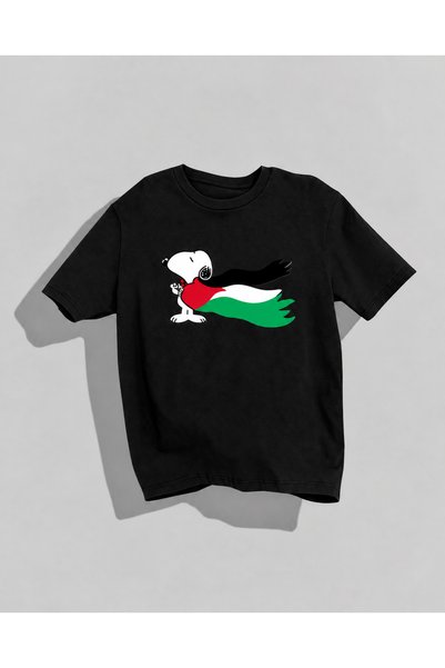 Nulivez Palestine Themed Snoopy Printed Oversize T-Shirt