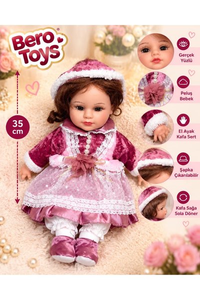 CAN OYUNCAK 35 cm Gerçek Yüzlü Peluş Bebek Hareketli Kafa Gerçekçi Oyuncak Bebek