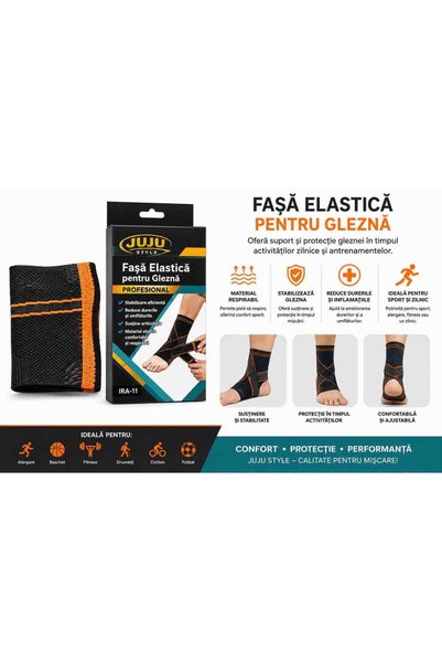 JUJU STYLE Fașa Elastica Medicinala Pentru Glezna Glezniera Elastica cu Compr...