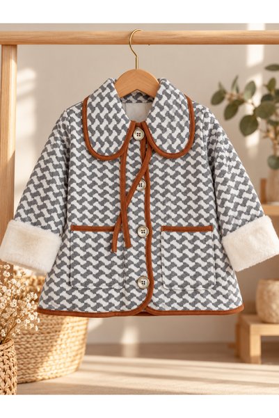 a baby Cardigan with Tissue Collar and Lamb Lining