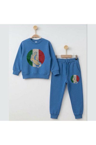 playwear Team Sweatshirt Italy Printed Girls' and Boys' Crew Neck