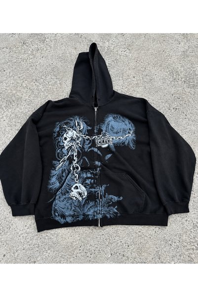 Butik101 y2k fairycore lacivert gothic kapüşonlu hırka ceket