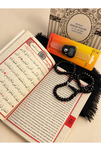 Bilenler Yasin Kitabı Tesbih Zikirmatik Eşarp Hediyelik İsimli QR Kodlu Sesli Dinleme Özellikli Çanta Boy Yas