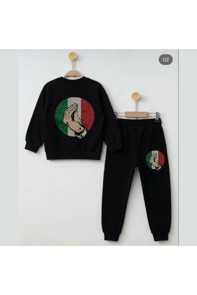 playwear سويت شيرت رياضي مطبوع عليه ItalyPrinted للبنات والأولاد برقبة دائرية