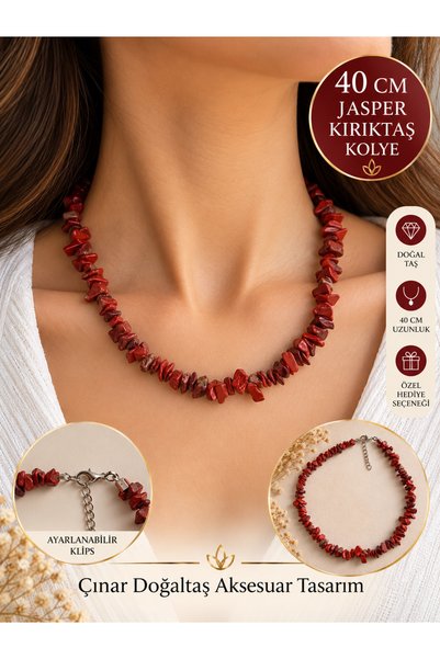 Generic Brand Jasper Women's and Children's Natural Stone Cracked Stone Neckl...