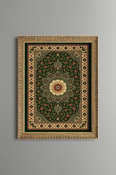 epiqart نمط السجاد الأخضر - لوحة مزخرفة بتصميم عتيق - نموذج رفيع