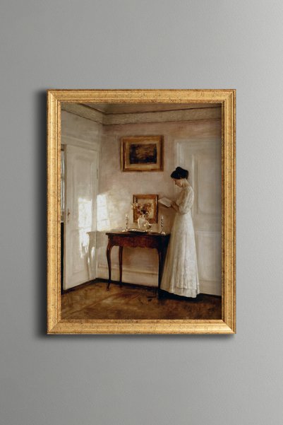 epiqart امرأة تقرأ كتابًا - لوحة بنمط عتيق - نموذج نحيف