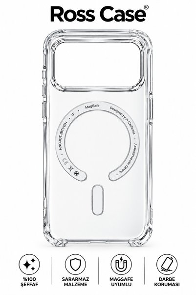 Ross Case iPhone 17 Pro Max / 18 Pro Max Uyumlu Şeffaf MagSafe Destekli Sararmaya Karşı Kılıf