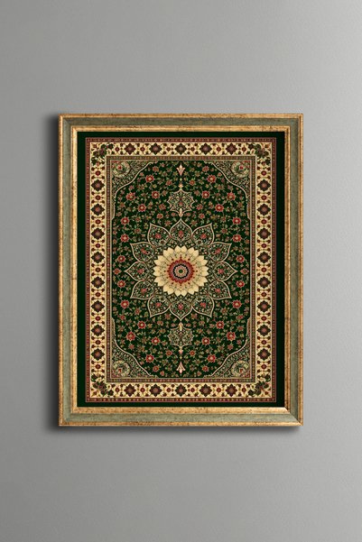 epiqart نمط السجاد الأخضر - لوحة مزخرفة بتصميم عتيق - نموذج رفيع