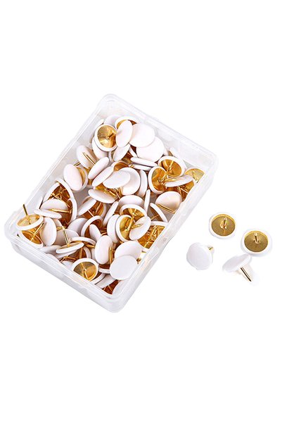 Choice White 100pcs Round Head Thumbtacks Roundness Plastic and Metal Flat Th...