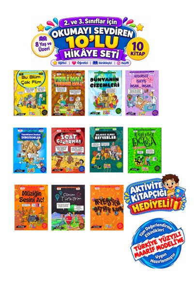 İkon Çocuk 2. Ve 3.Sınıflar İçin 10'lu Okuma Hikaye Seti Koleksiyıon Kitapları Öğretmen Tavsiyeli Maarif Modeline Uygun