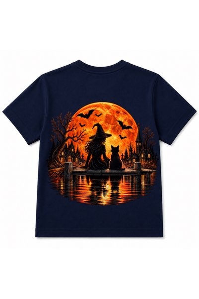 Rabona Fashion Moonlit Witch & Cat - Halloween Blood Moon Gothic Fantasy Kids...