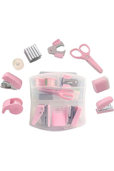 ALMEKAQUZ Stationery Kit, Office Supply Set with Scissors, Tape Dispenser, Ho...