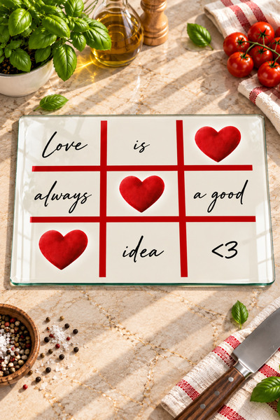 Decorita Glass Cutting Board - Glass Cutting Table |   Love Story Red Heart P...