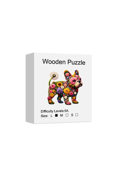 Choice L Wooden Puzzle for Adults, Colorful flower bulldog Puzzles, Special H...