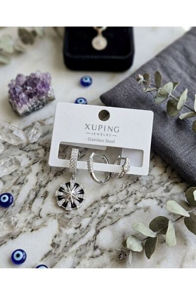 HOŞGÖR ACCESSORIES مجموعة أقراط من Xuping مكونة من 3 قطع مرصعة بحجر الزركون و...