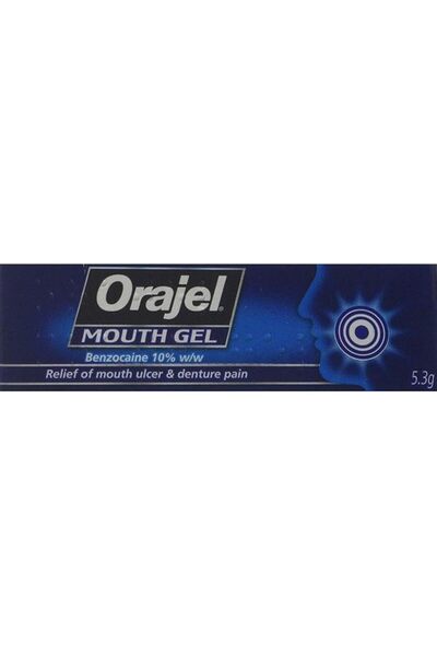 Orajel جل للفم، علاج سريع المفعول للأسنان الاصطناعية والقرحة، عناية فموية سري...