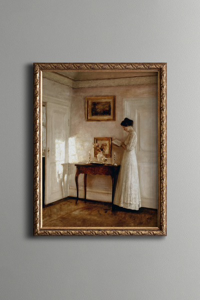 epiqart امرأة تقرأ كتابًا - لوحة بنمط عتيق - نموذج نحيف