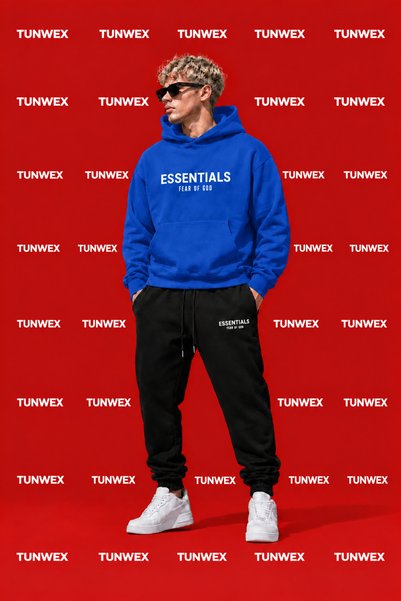 TUNWEX Unisex Essentials Printed Hooded Tracksuit Set