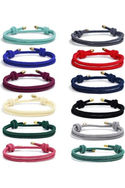 EXCEFORE Nautical Braided Handmade Rope String, 12 Pcs Adjustable Braided Fri...
