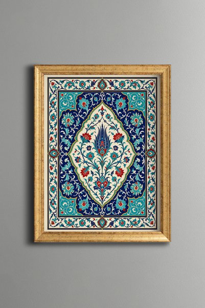 epiqart لوحة زهور زرقاء مذهبة - لوحة بنمط عتيق - نموذج رفيع